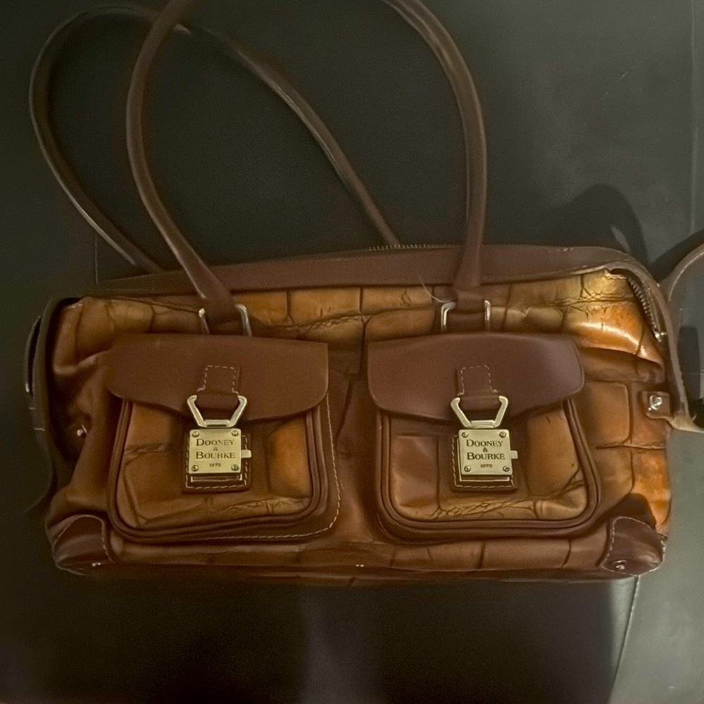 Dooney & Bourke Brown Leather Shoulder Bag with Sturdy Construction
